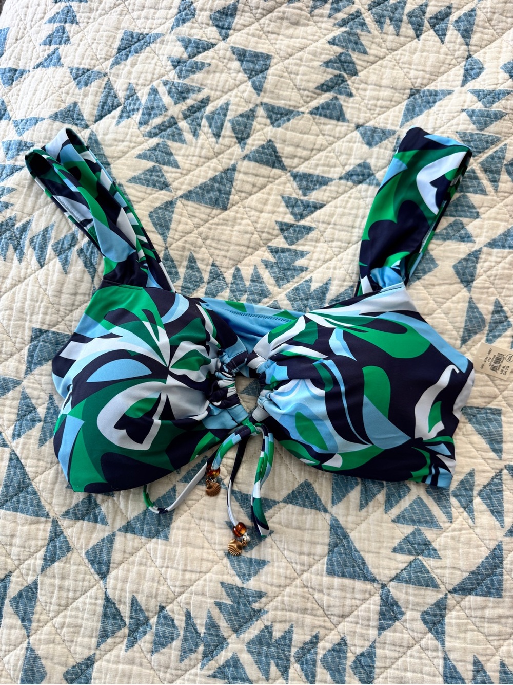 aerie Blue & Green Keyhole Bikini Top XL